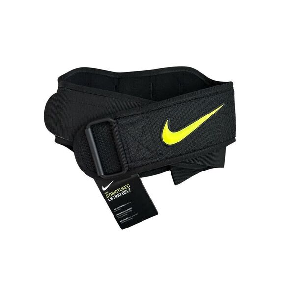Nike Structured Weight Lifting Belt Size Large Black/ Volt NWT - Picture 2 of 10